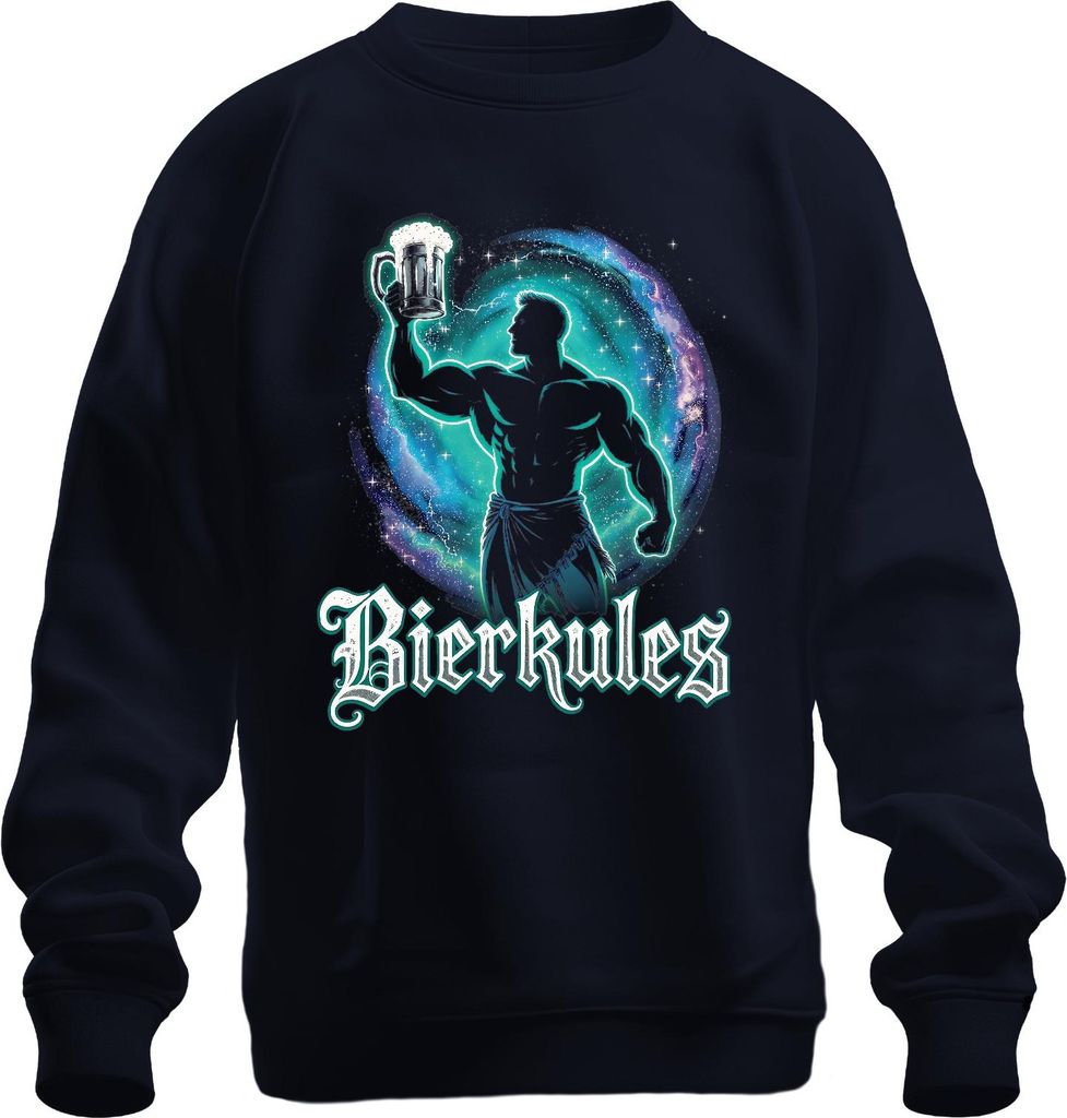 Bierkules Bierkrug Muskelmann Karneval Bierliebhaber Uni Sweatshirt Pullover, Navy, XL