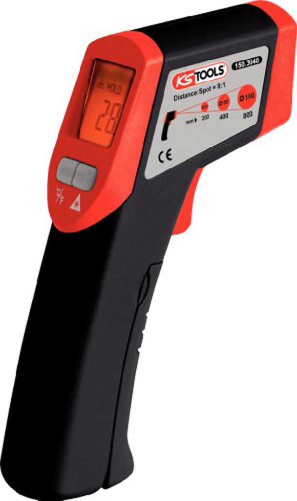 KS-Tools Infrarot-Thermometer 150.3040, Pyrometer, Kontaktlos, -20 bis 500 Grad, LCD-Display