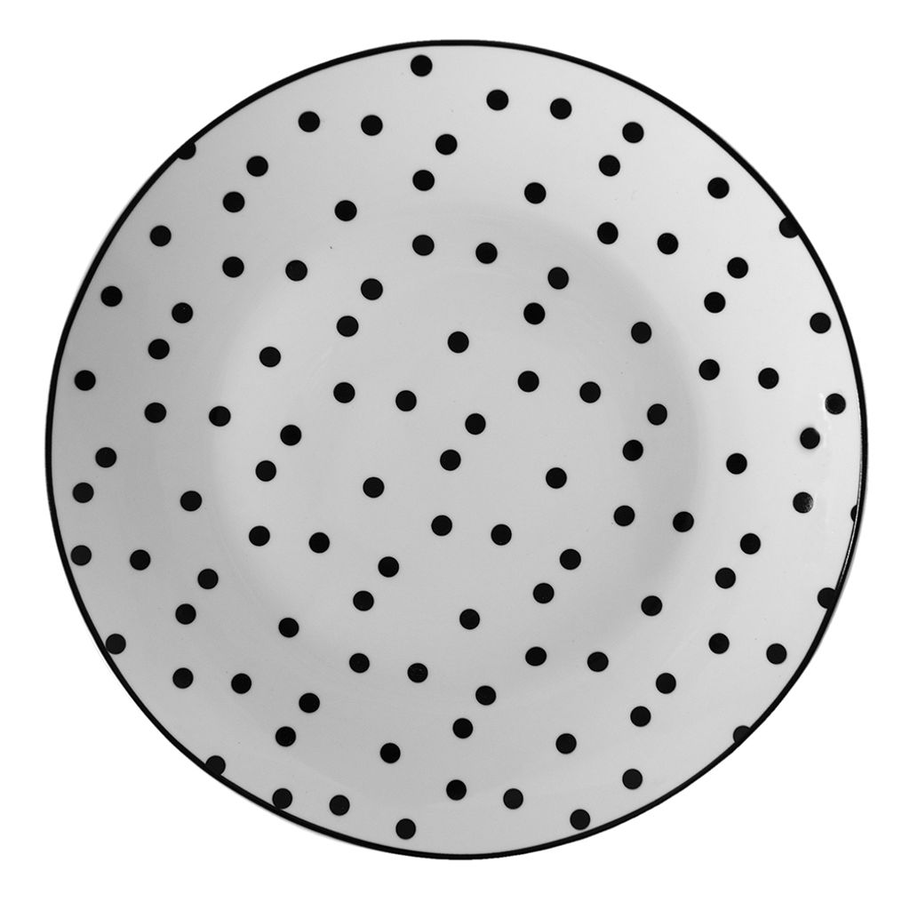 Clayre & Eef Frühstücksteller Ø 20 cm Weiß Schwarz Produktbild 