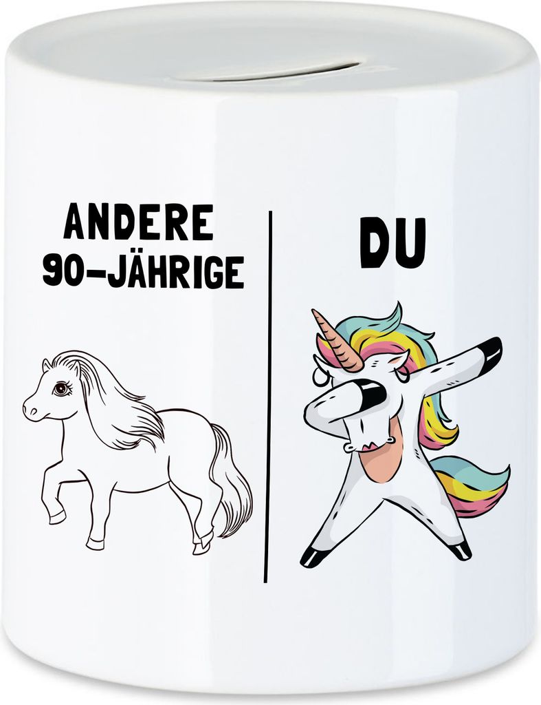 90. Geburtstag Spardose mit Spruch Frauen Lustig Einhorn 90 Jahre Geschenk-Idee Andere 90 Jährige