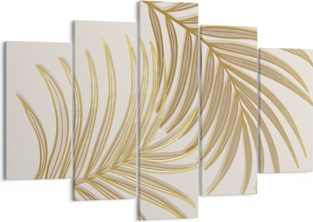 Bild auf Leinwand - Leinwandbild - 5 Teile - Golden Blätter Produktbild 