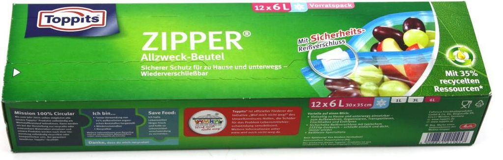 Toppits Zipper Allzweck Beutel mit Sicherheitsverschluss 60 Produktbild 