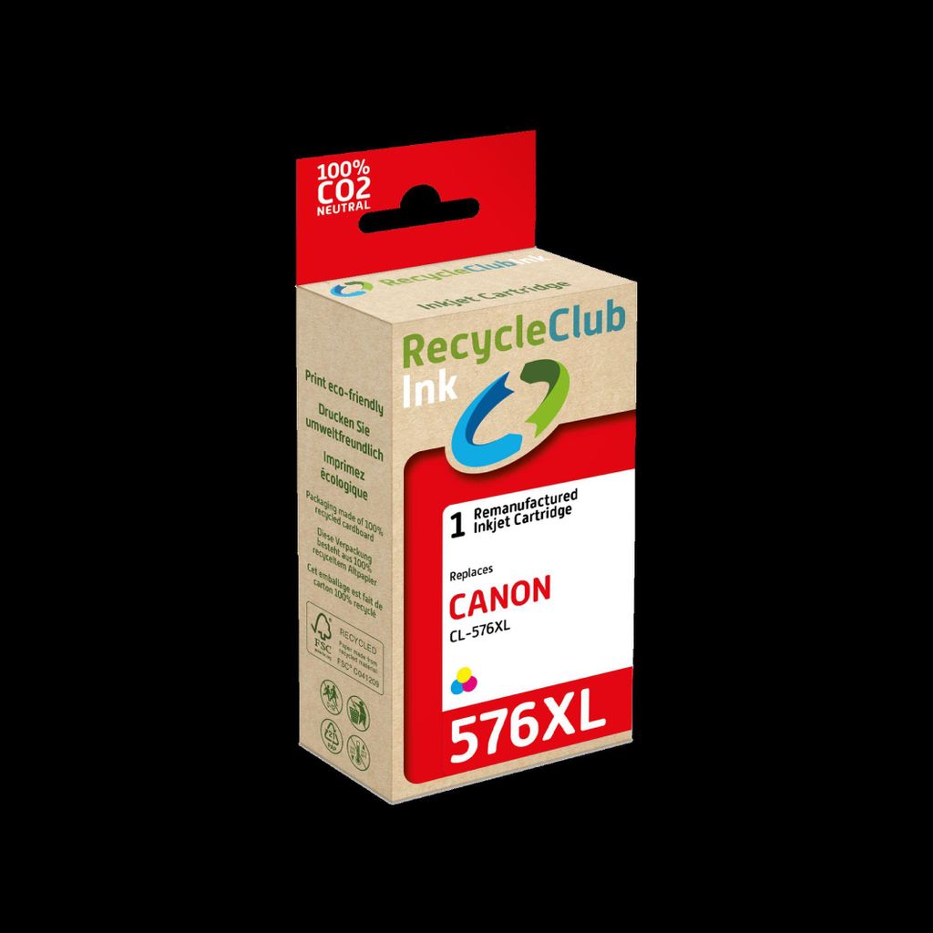 RecycleClub K20969RC, Hohe (XL-) Ausbeute, Cyan, Magenta, Gelb, 15 ml, 1 Stück(e), 400 Seiten - Canon CL-576XL - colour Printhead 3 Colours