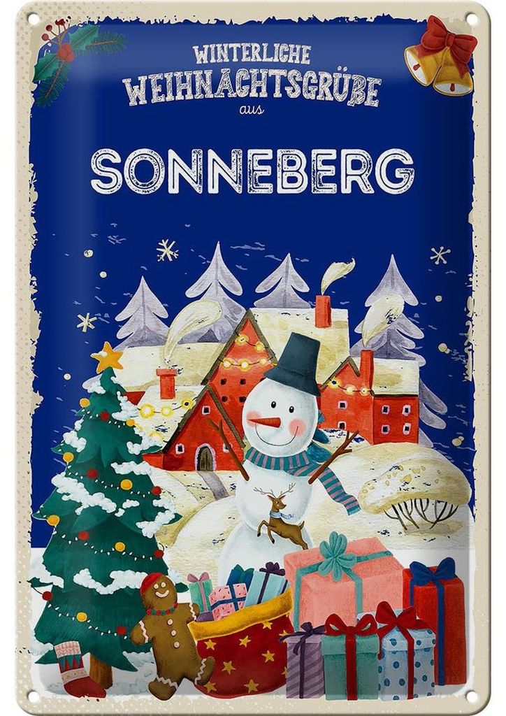 Blechschild Weihnachtsgrüße SONNEBERG 20x30cm