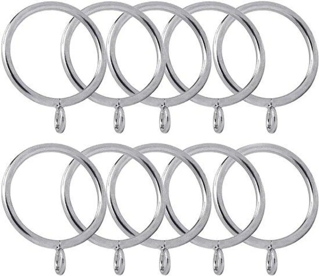 Anneaux de rideau argentés lot de 40 diam 5,6 cm en métal robuste