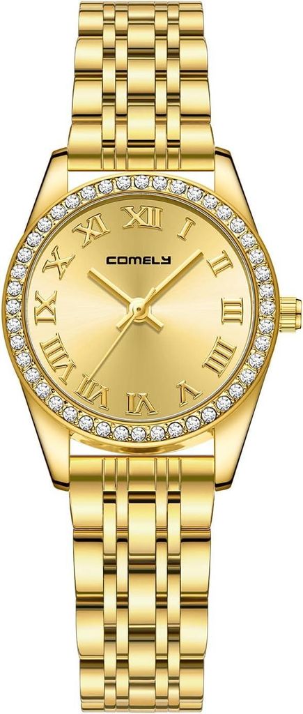 Elegante Diamant Analog Damenuhr Wasserdicht Uhr Damen mit Sonnenschliff Zifferblatt - Edelstahl Quartz für Arbeit und Freizeit - Modebewusste Frauen