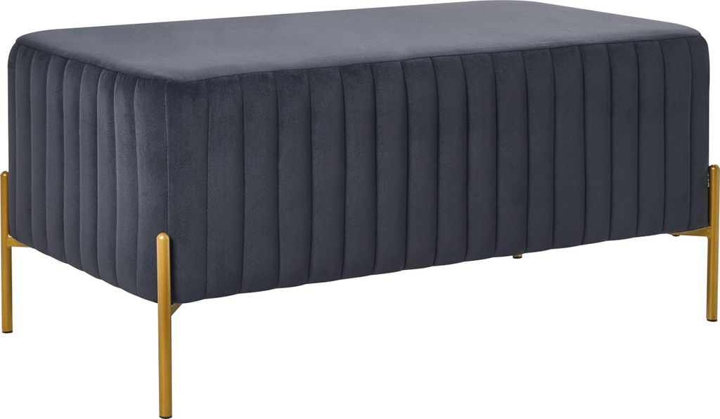 BELIANI Bank Schwarz Samt mit Goldenen Metallbeinen 97 x 47 cm Rechteckig Glamouröser Stil Sitzbank Bettbank Wohnzimmer Schlafzimmer Flur