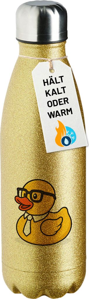 Huuraa Trinkflasche Quietscheente Büro Comic Gummiente 500ml Gold Edelstahl Wasserflasche Trinkflasche Geschenkidee