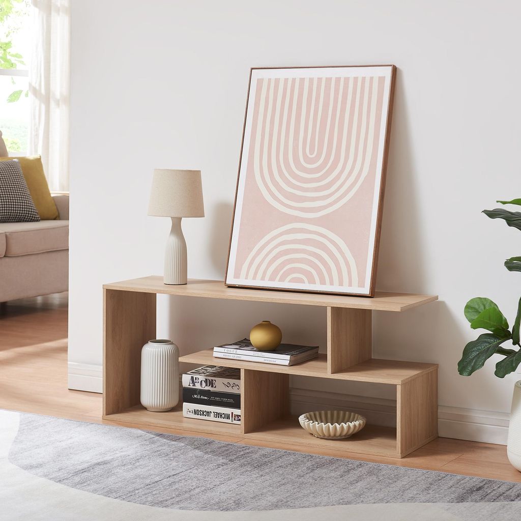 Table TV 'Anän' ouverte 100 x 30 x 42 cm imitation chêne Image du produit 