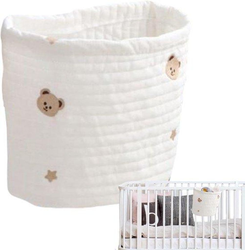Babybett Organisator, Nachtkasten Stapelhalter, Säuglingsbett Ablage, Baby Crib Organizer, Körbchen für Baby Windeln, Säuglingsbett Organisator...