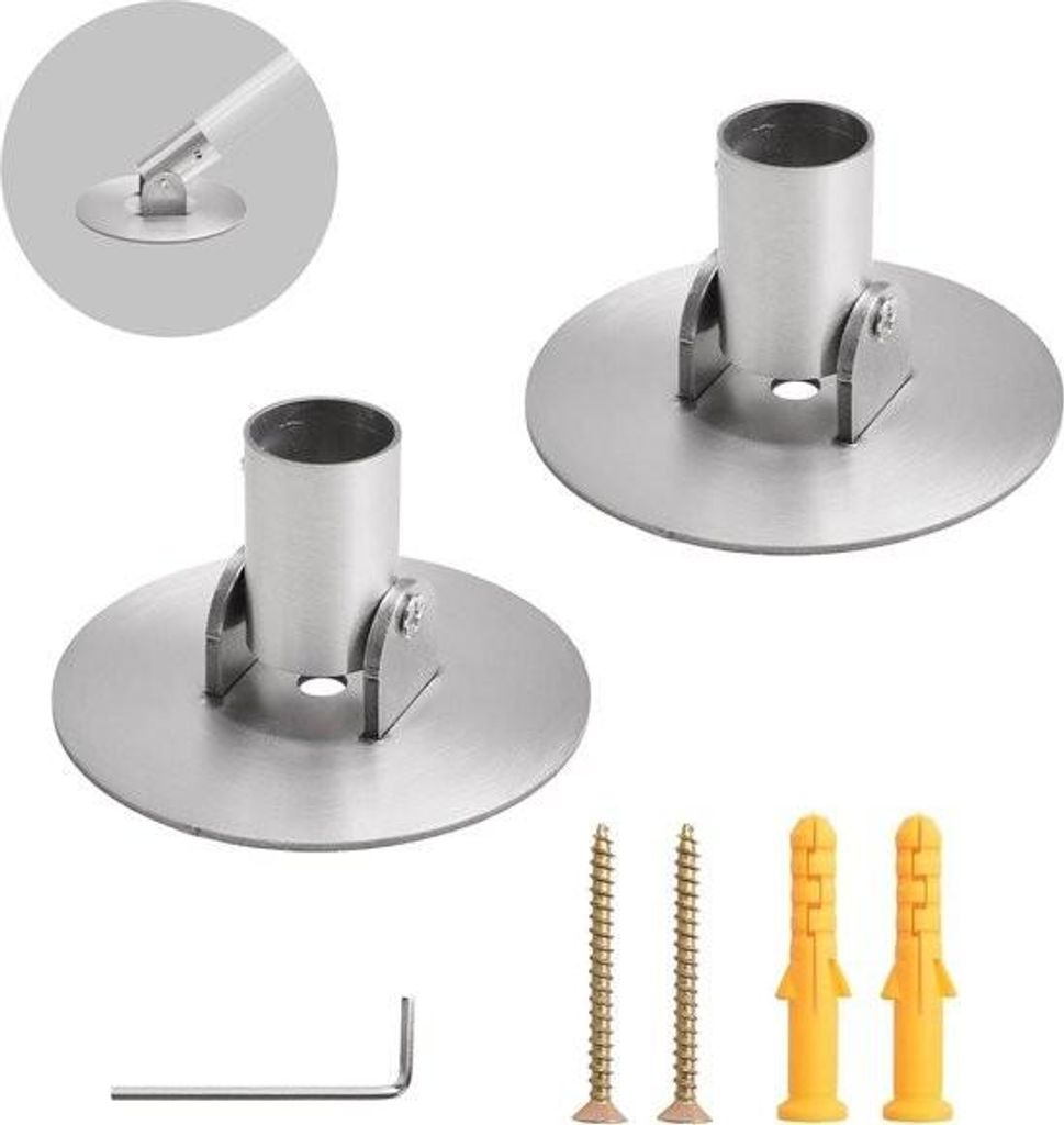 Duschvorhangstangenhalterung, 2 Stück, 26 mm Innendurchmesser, Titanstahl, einseitig schwenkbarer Flansch, Wandmontagehalterung mit Schrauben – ...