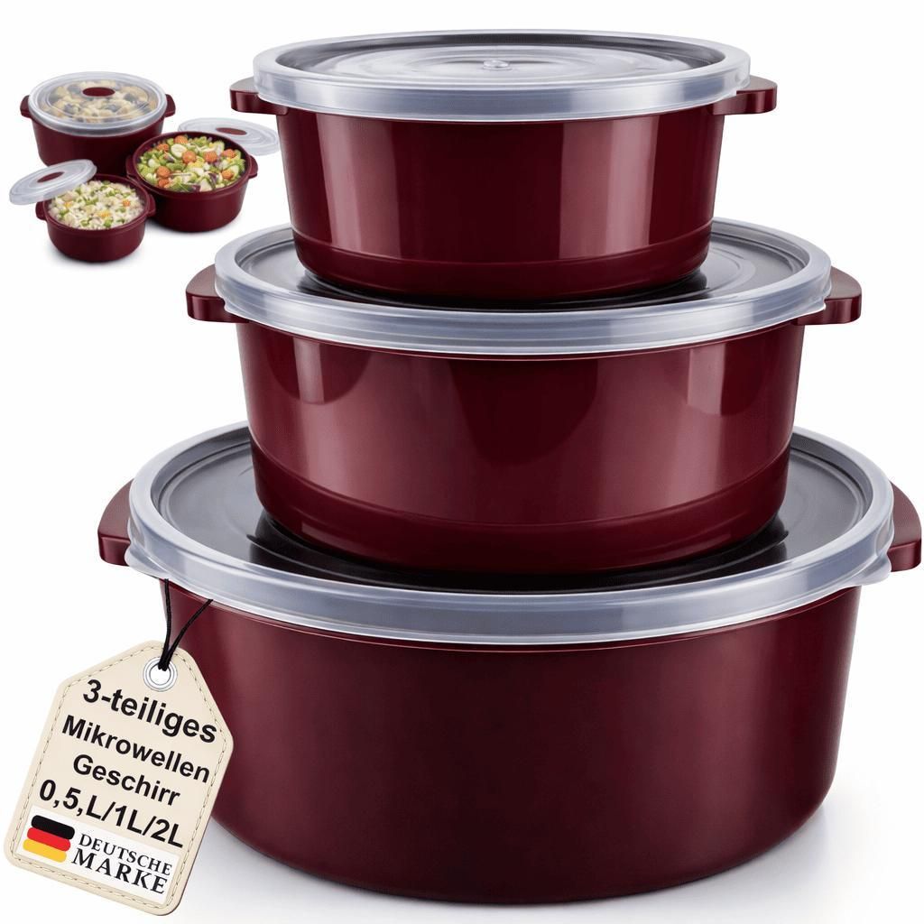 Mikrowellengeschirr 3er Set Mikrowellen Schalen Menüteller Produktbild 