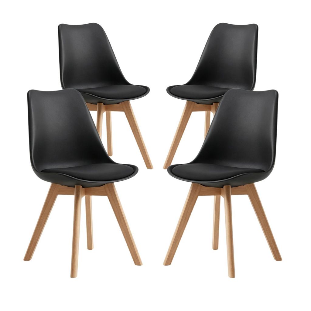 BEALIFE Set da 4 sedie da pranzo con gambe in legno | Immagine del prodotto 