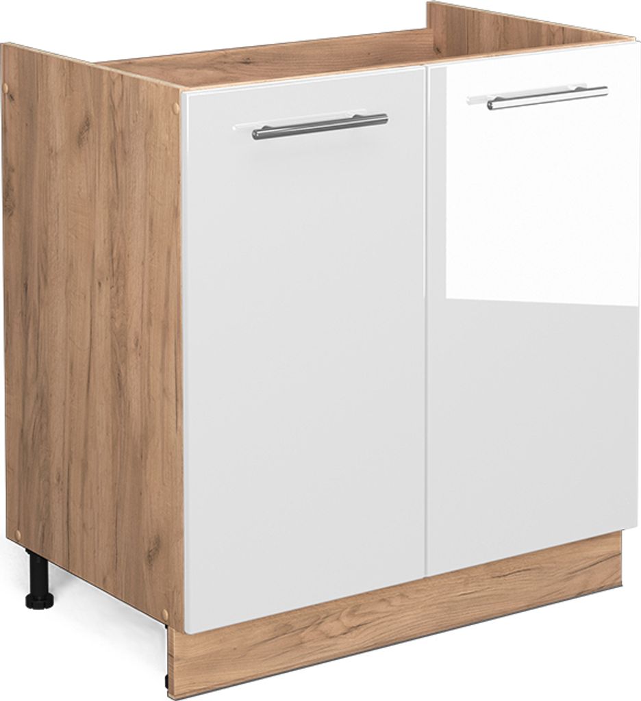 Spülenunterschrank Vicco Fame-Line Weiß Hochglanz 80 cm Produktbild 