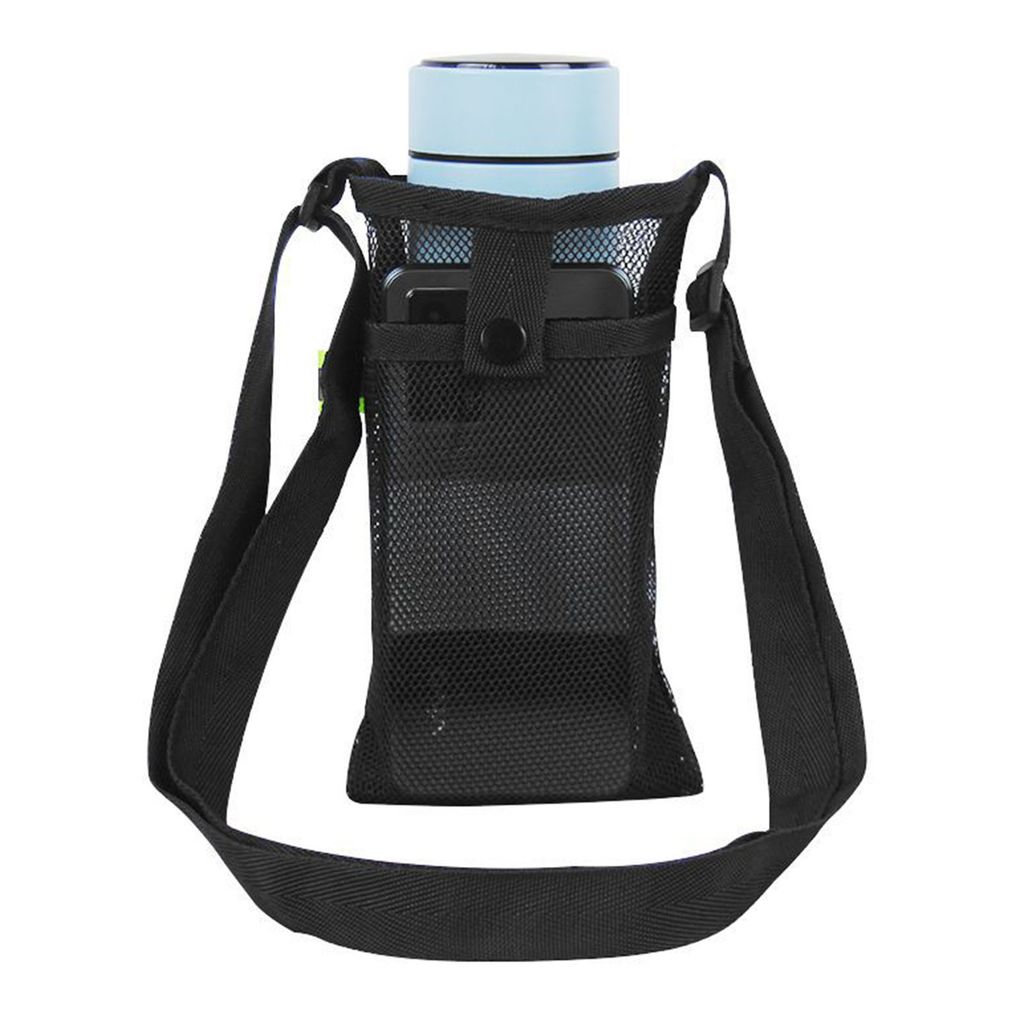 Wasserflaschenhalter mit verstellbarem Schultergurt, tragbarer Wasserflaschenträger, Netztasche für Outdoor-Camping, Radfahren, Crossbody-Wasserf...