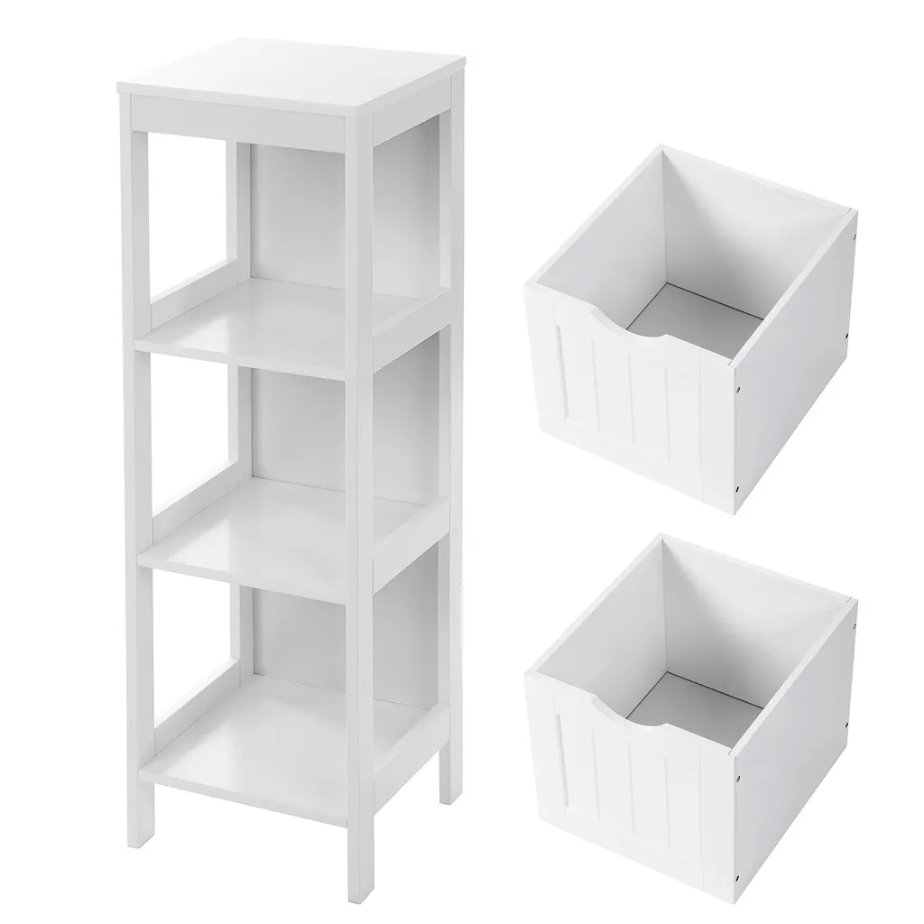 VASAGLE Commode de salle de bain blanche BBC42WT à 2 tiroirs - 7