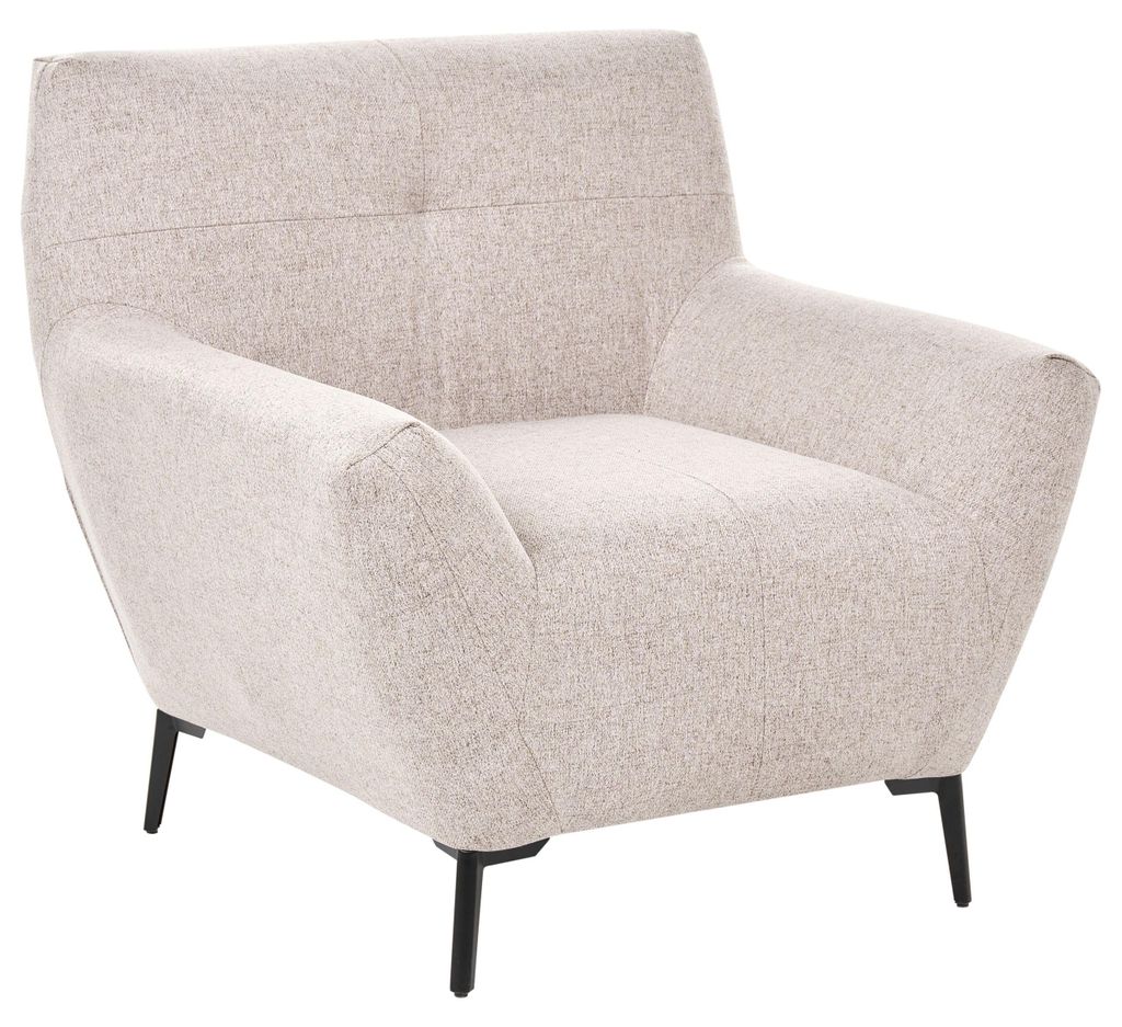 BELIANI Sessel Beige Stoff mit Armlehnen Gepolstert Schwarze Metallbeine Modernes Design Wohnzimmer Leseeecke Polstersessel