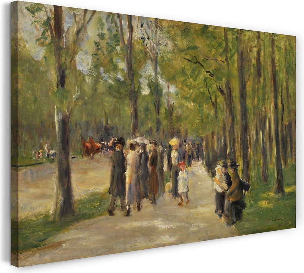 Leinwandbild (80x60cm): Max Liebermann - Allee im Tiergarten mit Spaziergängern, echter Holz-Keilrahmen inkl. Aufhänger, handgefertigt in Deutsch...
