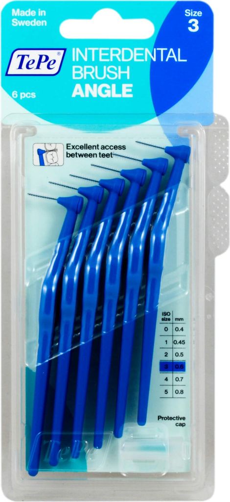 TePe, Szczoteczki międzyzębowe, kątowe, niebieskie 0,6 mm, Zdjęcie produktu 