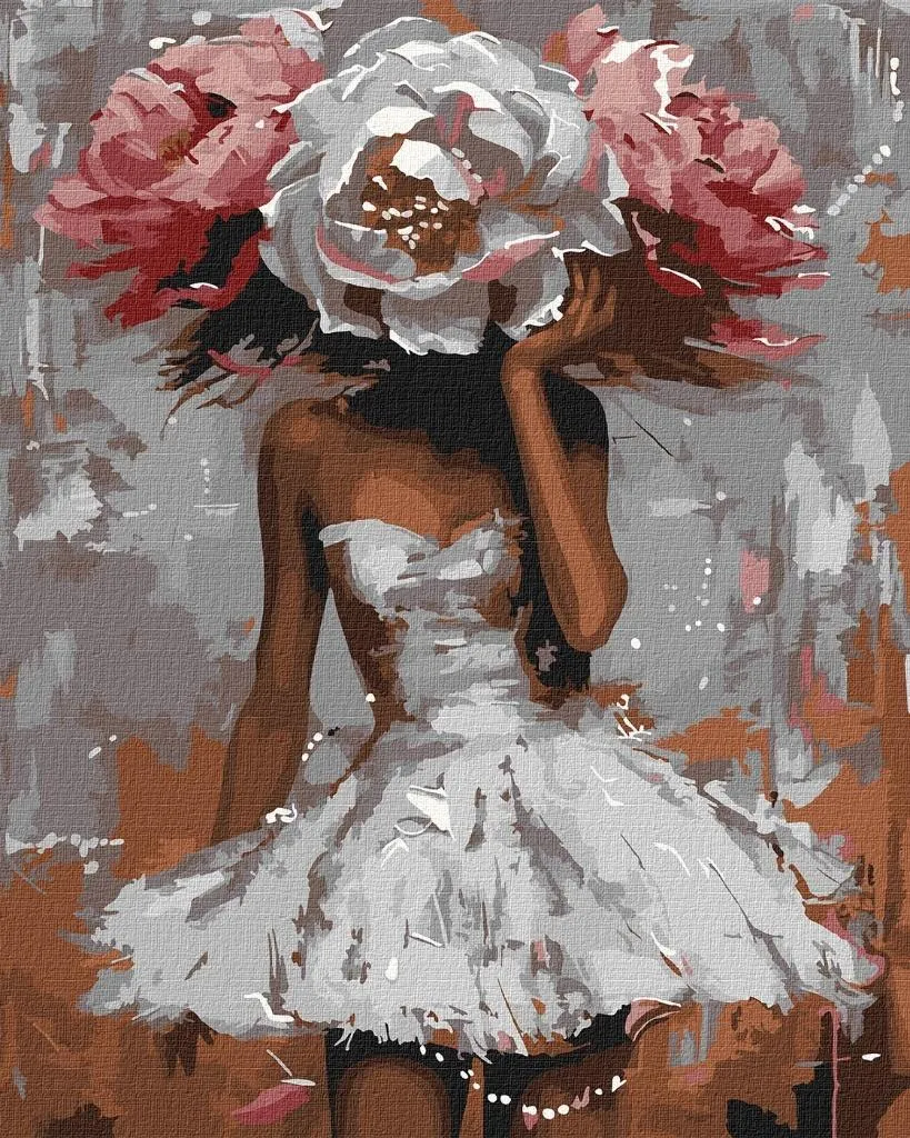 Peinture par numéros mystère floral métallique 40x50cm avec pinceaux