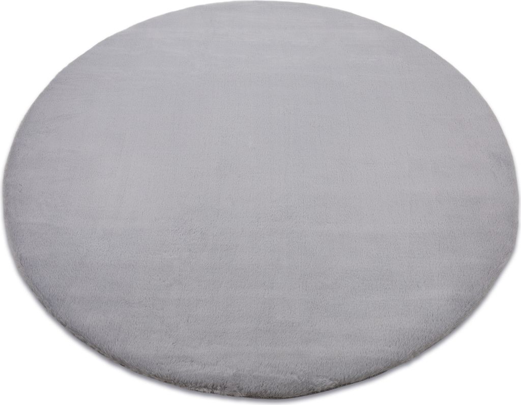 Teppich BUNNY Kreis silber IMITATION VON KANINCHENPELZ Grau rund 160 cm