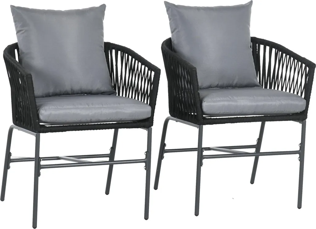 Chaise de jardin robuste 120 kg assise incurvée noire - Pack de 2 unités