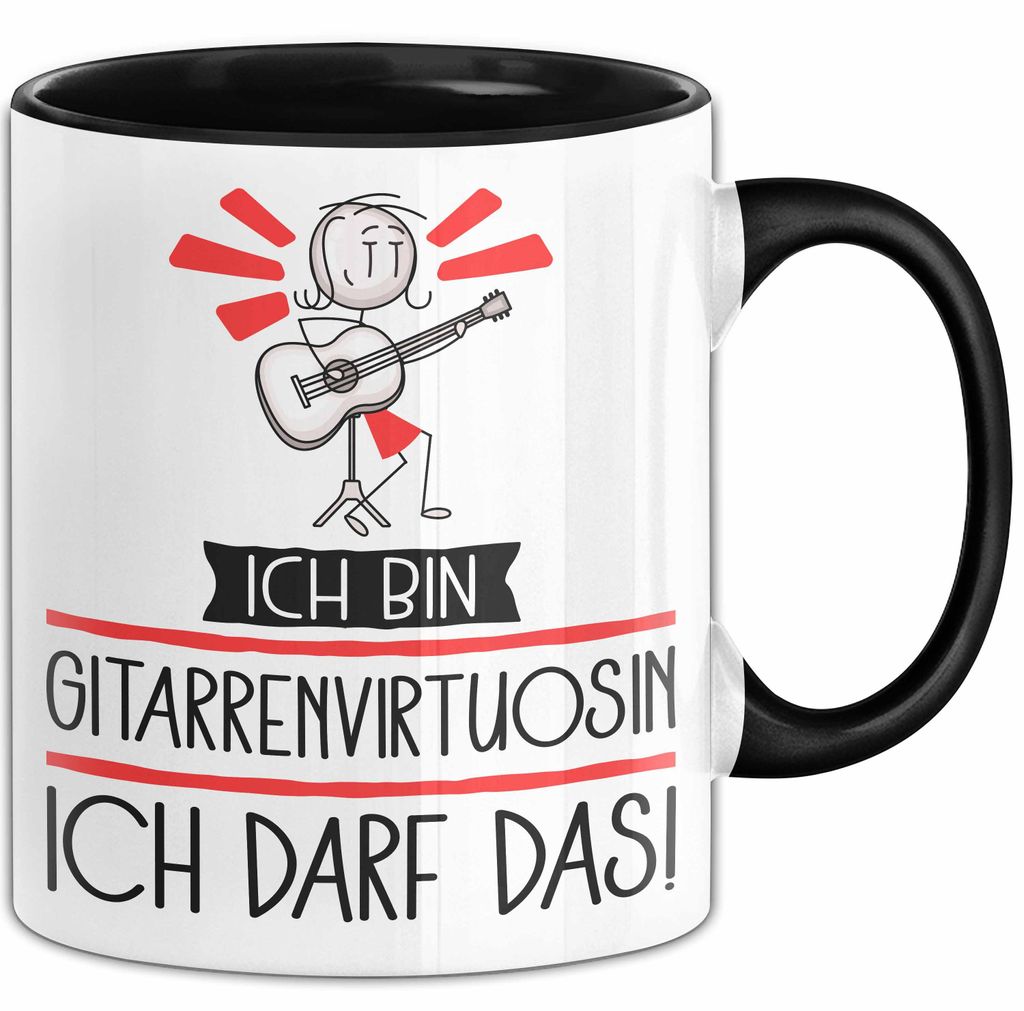 Geschenk für Gitarrenvirtuosin Tasse Lustige Geschenkidee Geburtstag Ich Bin Gitarrenvirtuosin Ich Darf Das (Schwarz)