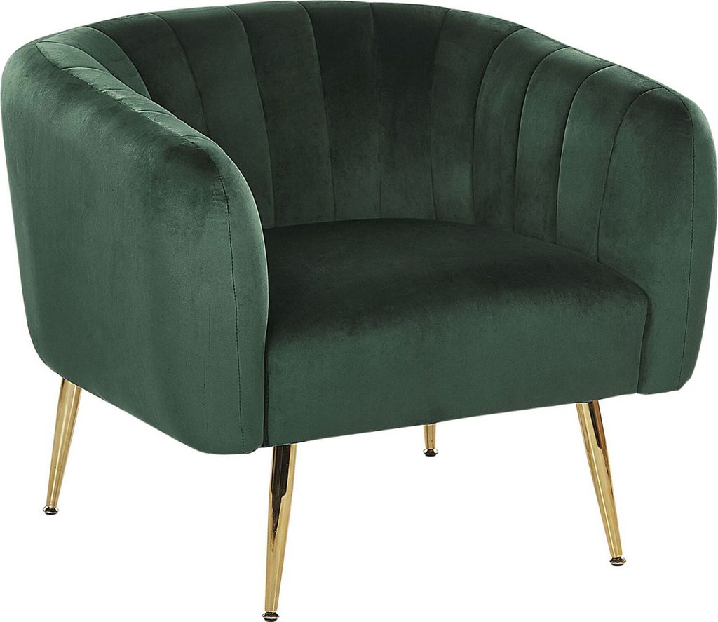 BELIANI Cocktailsessel Grün Polsterbezug aus Samtstoff mit Metallgestell in Gold Glamouröser Edler Stil Wohnzimmer Salon Esszimmer Flur