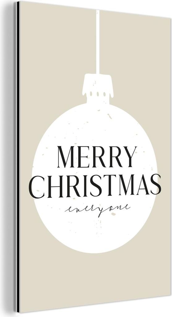 MuchoWow Wanddekoration Metall Metallbild Wandkunst 80x120 cm Weihnachten - Weihnachtskugeln - Japandi - Weiße Kugeln MuchoWow Aluminium Gemälde ...