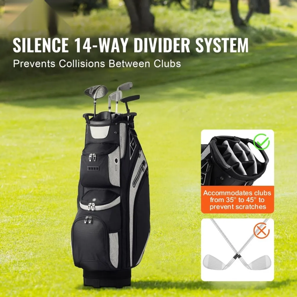 Sac pour Chariot de Golf 14 Compartiments - Séparateurs 90 cm Noir - 2