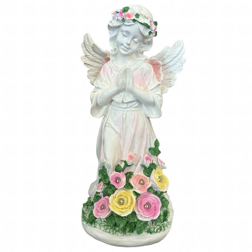 Engelsfigur als Kerzenhalter, solarbetriebene LED-Engelsstatue für den Garten
