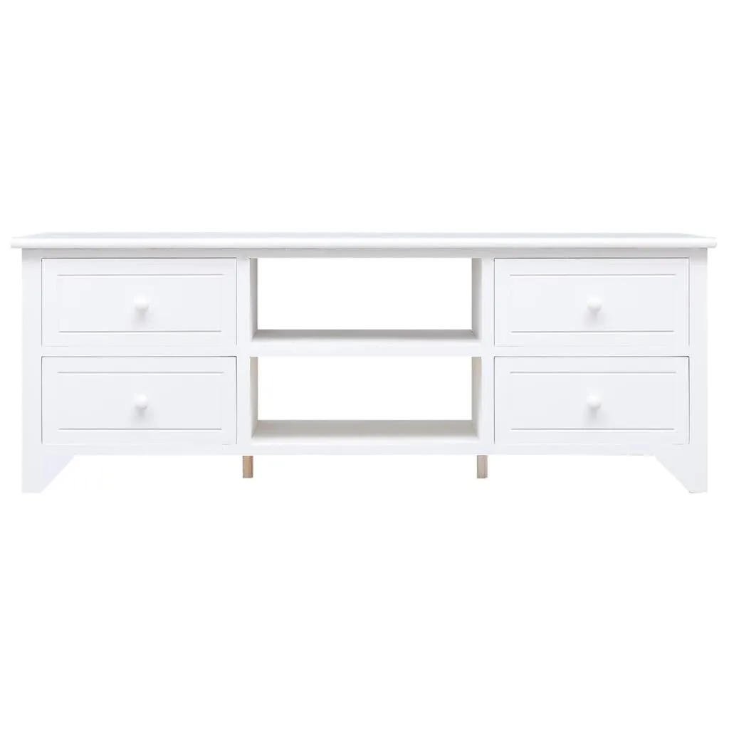 Mobile TV bianco 108x30x40 cm in legno massiccio di paulownia - 1