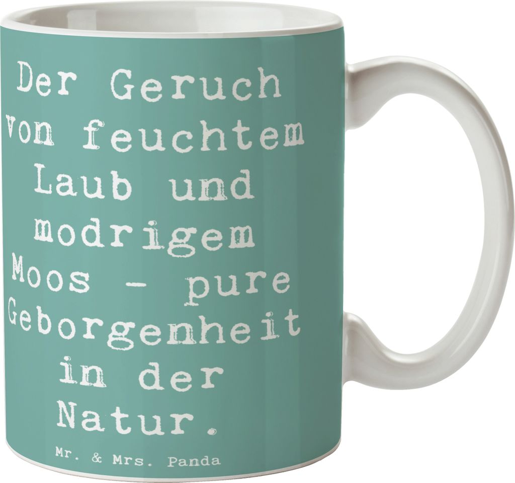 Mr. & Mrs. Panda Pott Spruch Geborgenheit in der Natur - Meeresbrise - Geschenk, Trinkbecher, Tasse, Bäume, Waldgefühl, Keramiktasse, Gefühl, Na...