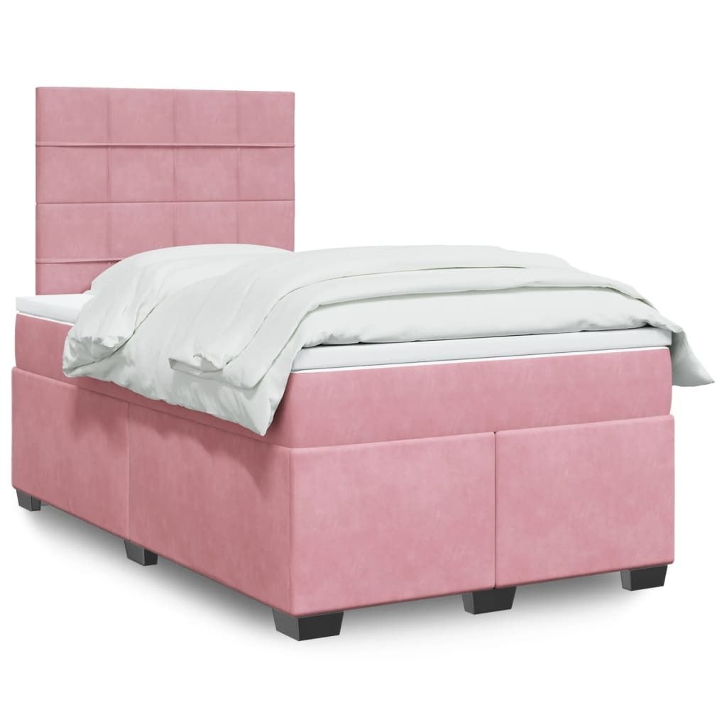 Boxspringbett mit Matratze Rosa 120x190 cm Samt, Klassische Betten 2024 Neu DesignMöbel
