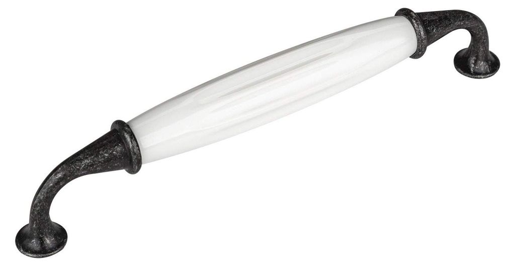5x Porzellangriff JOHANNA, Lochabstand 160 mm, Antik-Silber