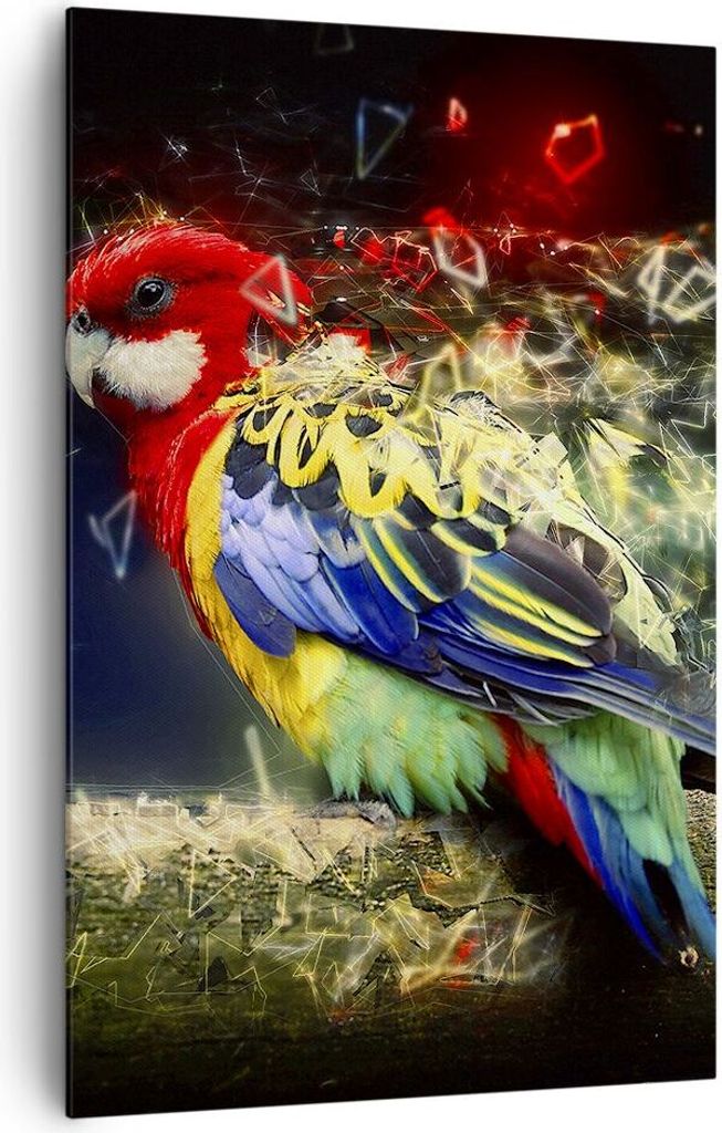 Bild auf Leinwand - Leinwandbild - Einteilig - Papagei Vogel Feder - 80x120cm - Wand Bild - Wanddeko - Wandbilder - Leinwanddruck - Wanddekoration ...