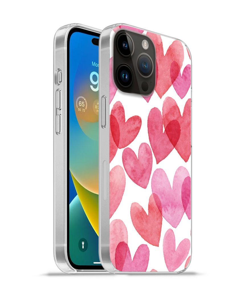 MuchoWow Handyhülle Schutzhülle Hülle für Apple iPhone 14 Pro Max Ein Aquarell mit Herz-Illustration Silikon Softcase Handy Hülle - Hardcover