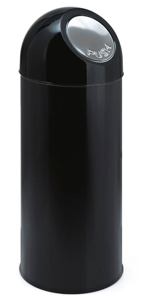 V-Part - Abfallbehälter mit Druckdeckel 55 Liter - Steel Plastic - Schwarz