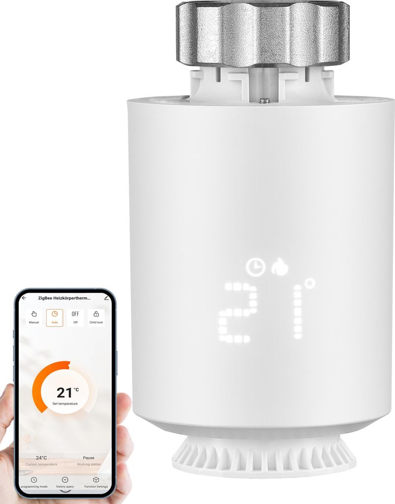 Echos Smartes Thermostat Heizung Zigbee Smartphone steuerbar Heizkörperthermostat Heizungssteuerung Digitales Thermostat Amazon Alexa & Google Ass...