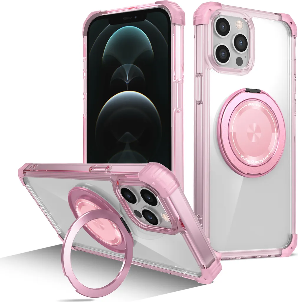 Custodia iPhone 12 Pro Max Rosa Shockproof MagSafe - Supporto Anello