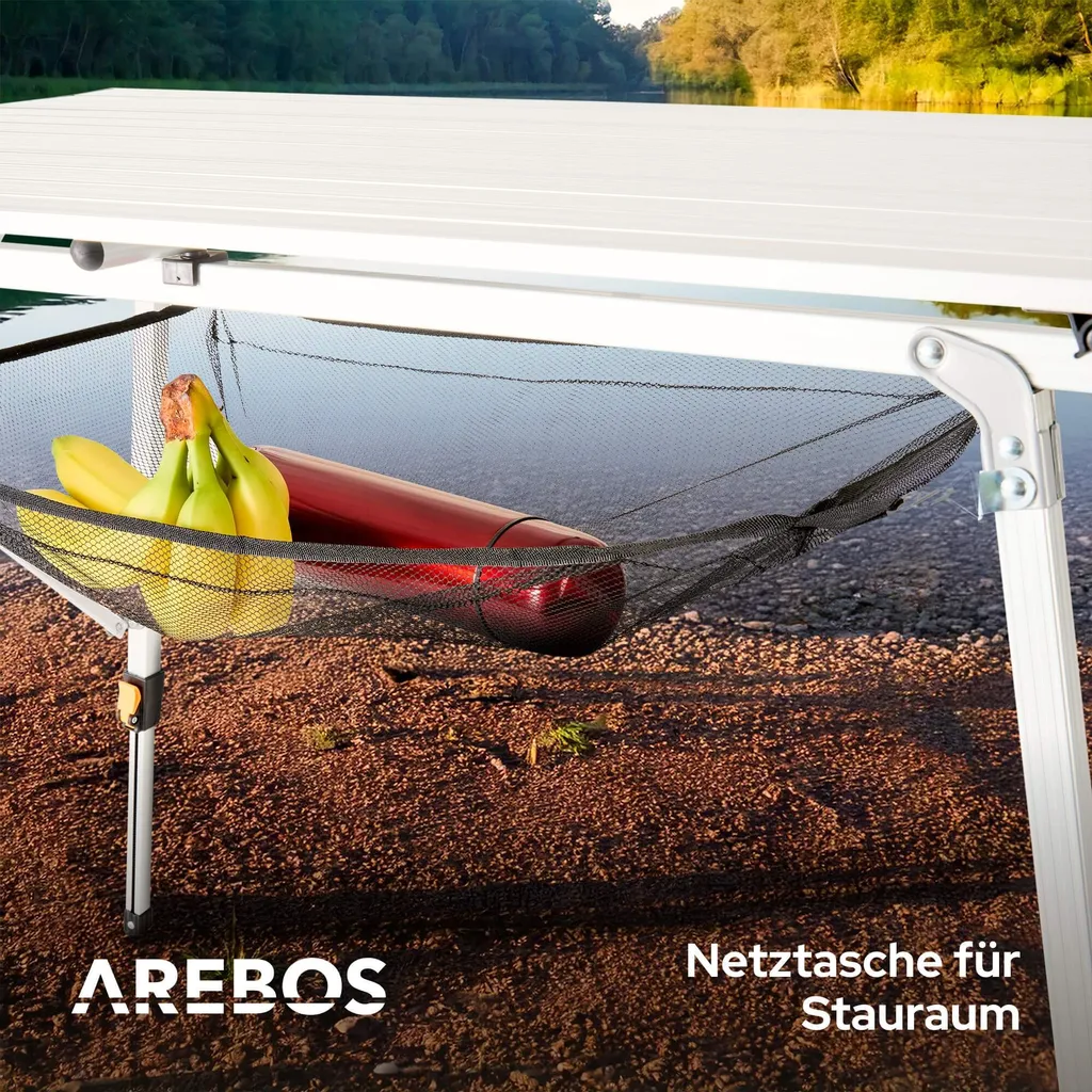 Table de camping ajustable AREBOS structure légère pliable 90x51 cm - 9