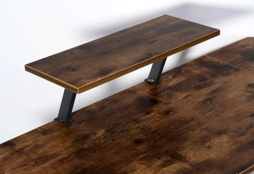 Bureau d'angle AMORA RUSTIC avec rallonge pour télétravail et gaming
