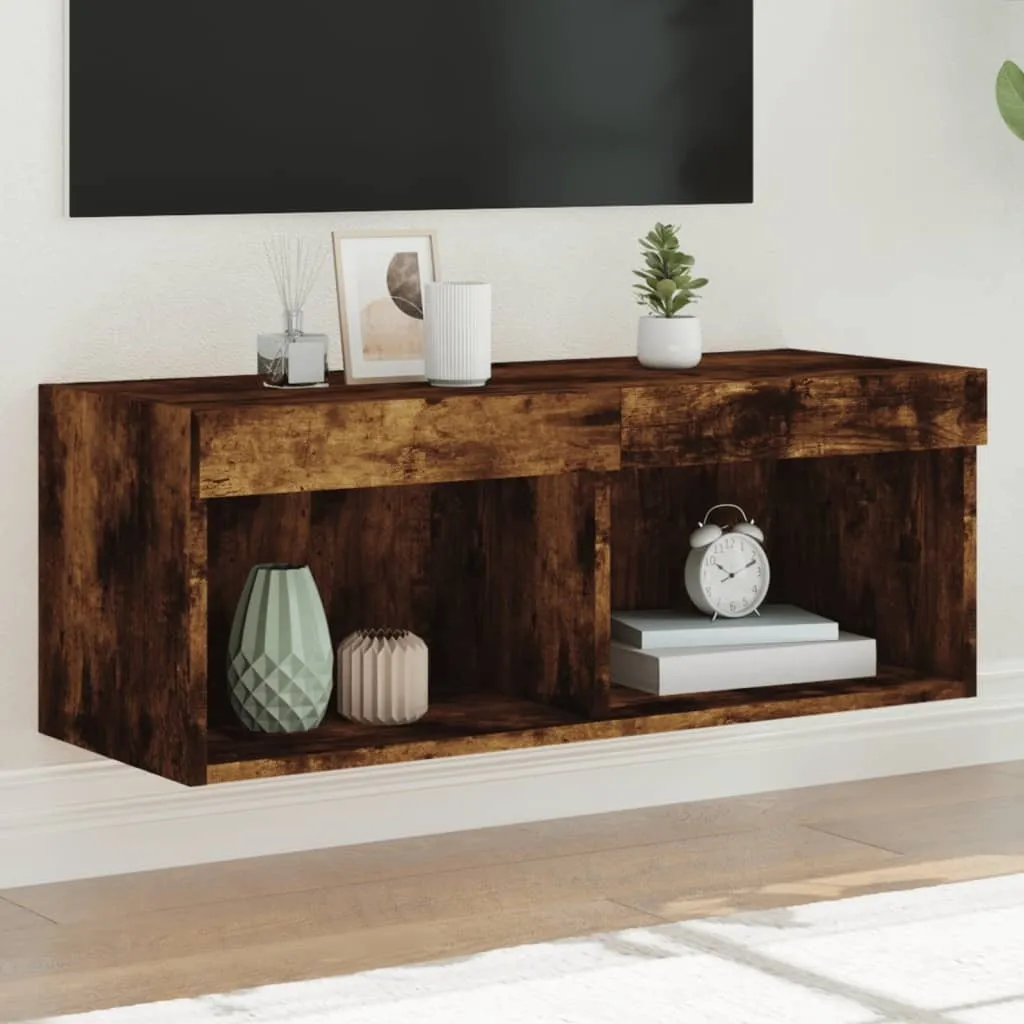 Mobile TV Maison Exclusive Rovere Affumicato 80x30x30 cm con Luci LED