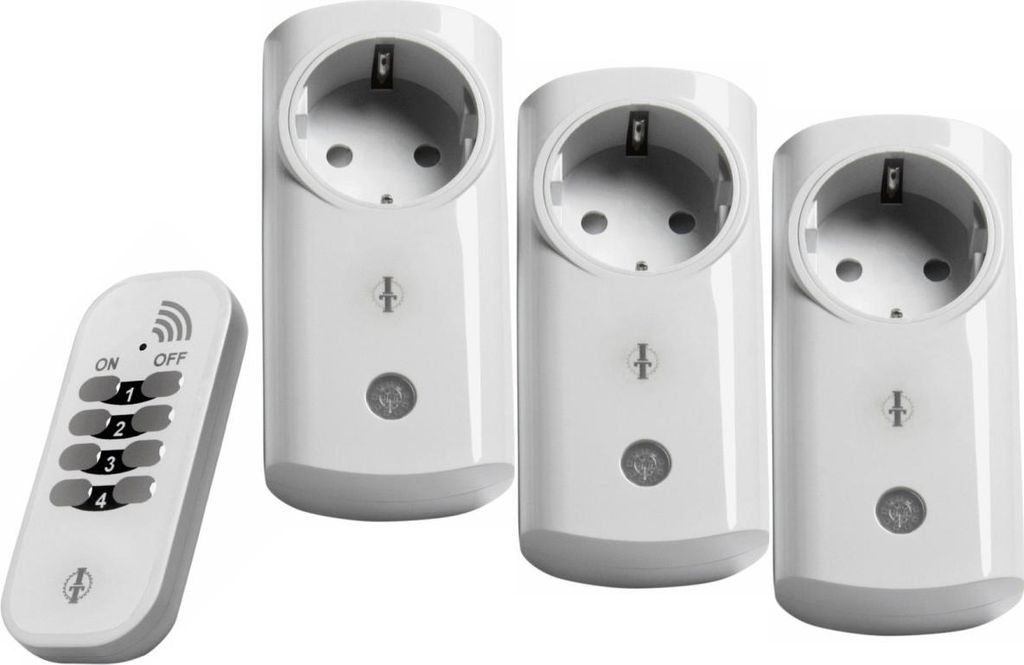Intertechno Funk-Steckdosen ITI-3 mit Handsender Smart Home 3er Set