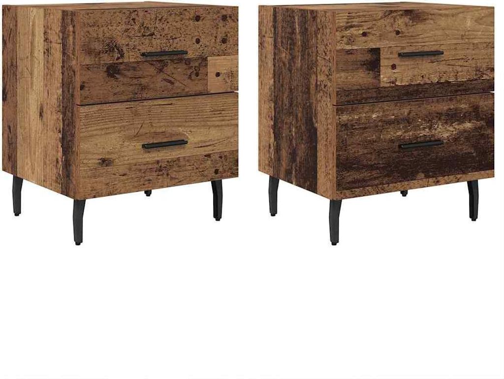 Nachttisch 2 pcs Altholz 40 x 35 x 47,5 cm Holzwerkstoff