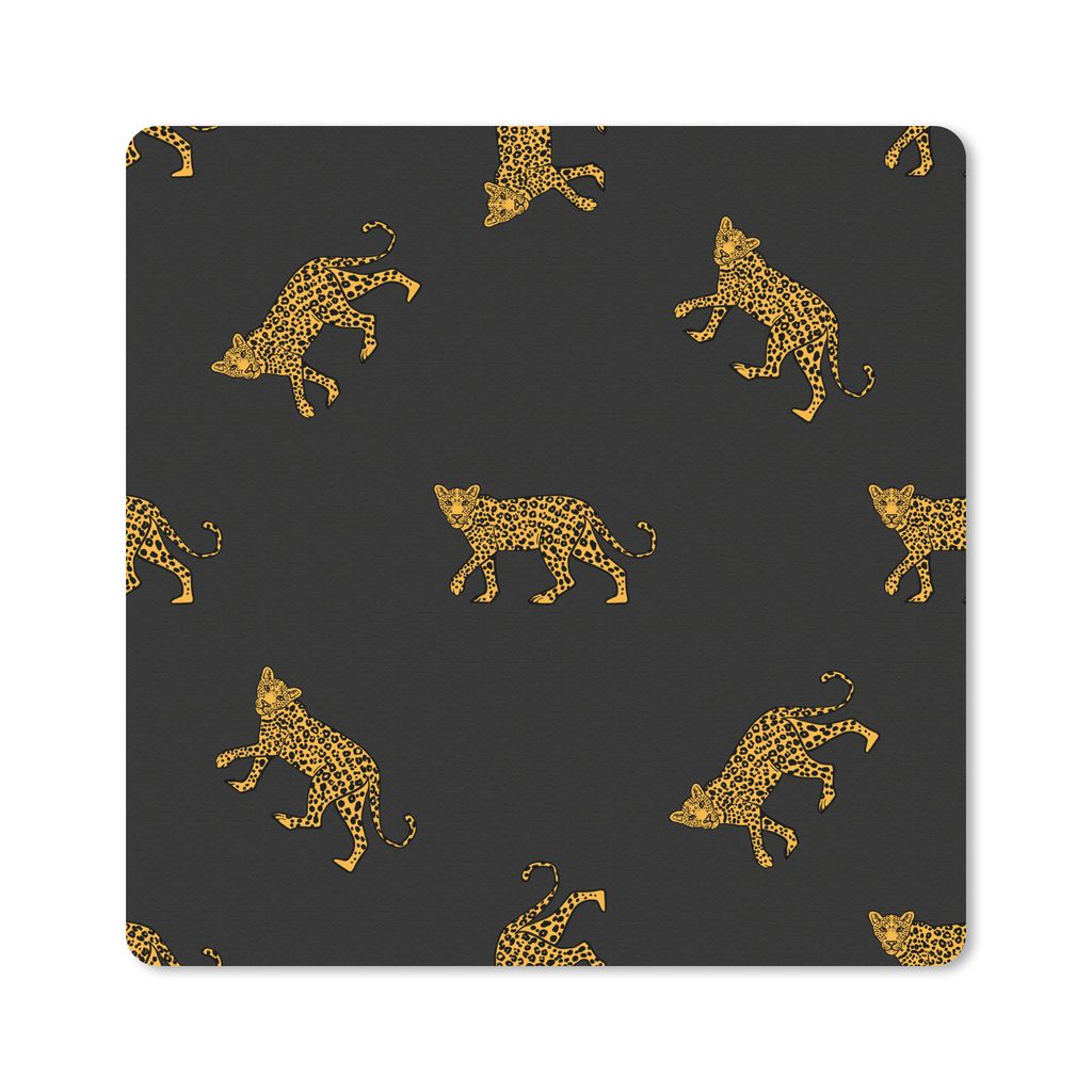 MuchoWow Mauspad Mousepad Muster - Panther - Gold 30x30 cm - Mousepads - Maus Mat - Pad - Mausunterlage - Gaming