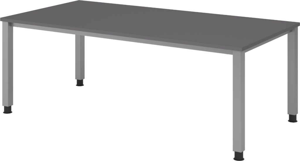 bümö Schreibtisch Serie-Q Gestell: Silber - Nachbildung: Graphit, Größe: 200 x 100 cm