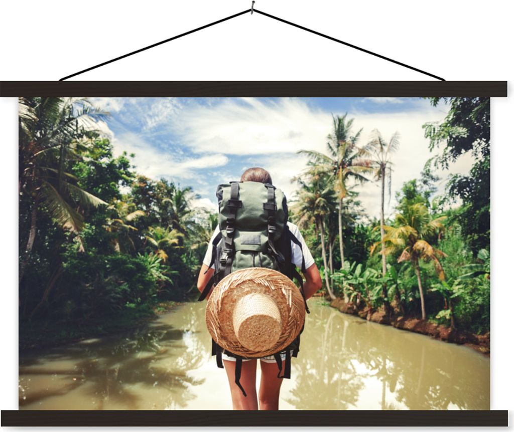 MuchoWow Textilposter Dschungel - Reisen - Wasser 120x80 cm mit schwarzem Rahmen - Wanddeko