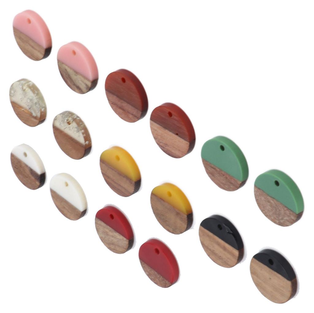 16 Stück Anhänger aus Kunstharz in Holzoptik, rund, strukturiert – DIY-Schmuck, Bastel- und Dekorationszubehör