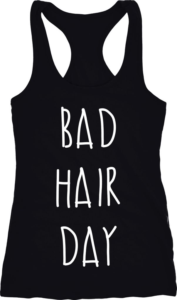 Bad Hair Day Tanktop Damen Aufdruck Racerback Moonworks schwarz M